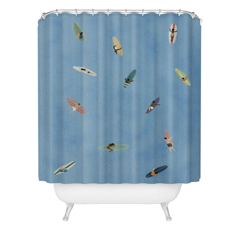 DENY Designs waiting wading surfers Shower Curtain