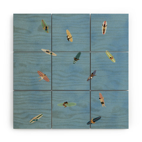 DENY Designs waiting wading surfers Wood Wall Mural