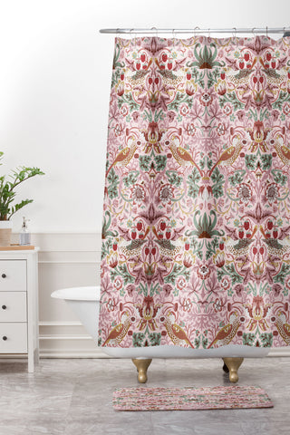 DENY Designs William Morris Strawberry Thief Panel Shower Curtain And Mat