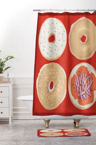 DENY Designs yonkers bagels Shower Curtain And Mat