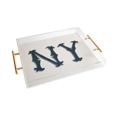 DENY Designs yonkers ny cream Acrylic Tray