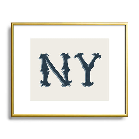 DENY Designs yonkers ny cream Metal Framed Art Print