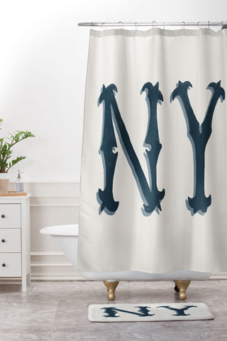 DENY Designs yonkers ny cream Shower Curtain And Mat