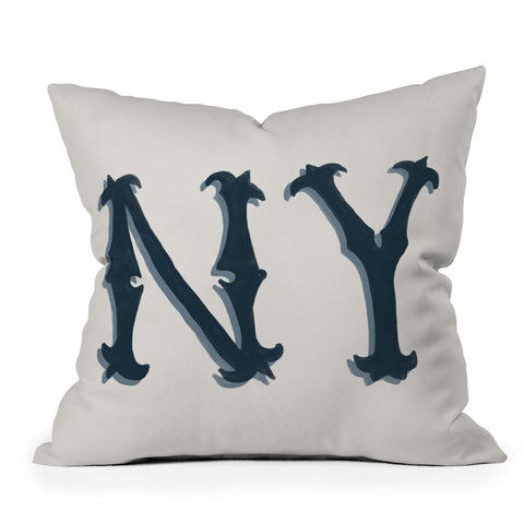 DENY Designs yonkers ny cream Outdoor Throw Pillow