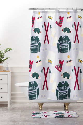 Design by Spark Apres Ski Style Shower Curtain And Mat
