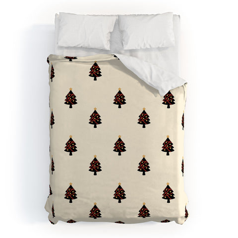 Design by Spark Black And Gold Christmas Tree Duvet Cover