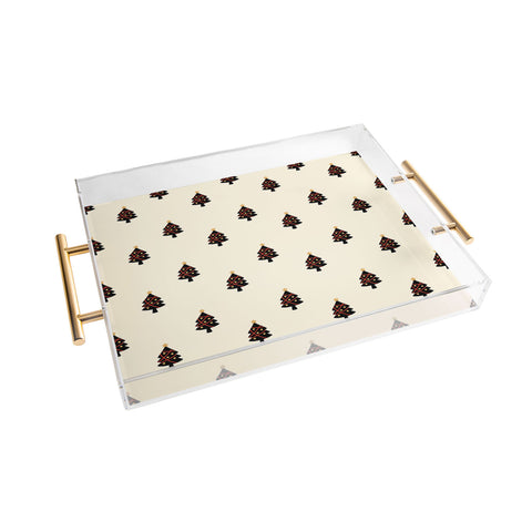Design by Spark Black And Gold Christmas Tree Acrylic Tray