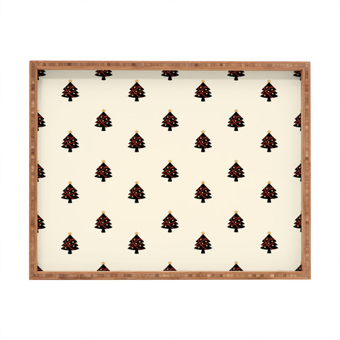 Design by Spark Black And Gold Christmas Tree Rectangular Tray