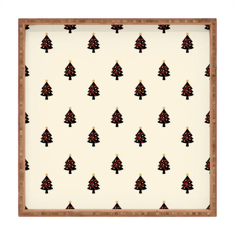 Design by Spark Black And Gold Christmas Tree Square Tray
