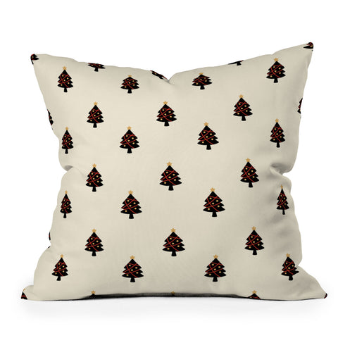 Design by Spark Black And Gold Christmas Tree Outdoor Throw Pillow