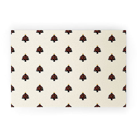 Design by Spark Black And Gold Christmas Tree Welcome Mat