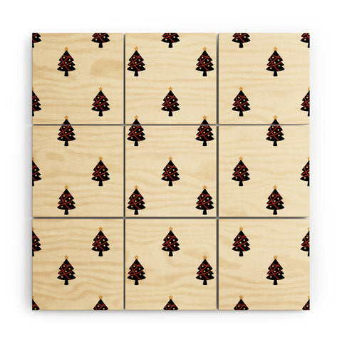 Design by Spark Black And Gold Christmas Tree Wood Wall Mural