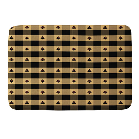 Design by Spark Black Gold Tree Tree Gingham Memory Foam Bath Mat