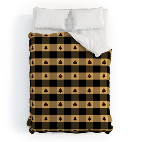 Design by Spark Black Gold Tree Tree Gingham Duvet Cover