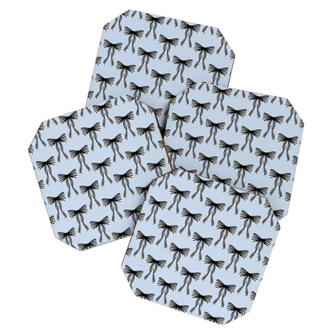 Design by Spark Black Striped Bows Coaster Set