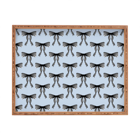 Design by Spark Black Striped Bows Rectangular Tray