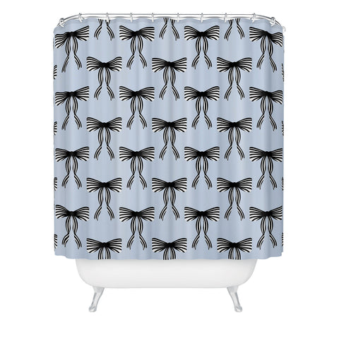 Design by Spark Black Striped Bows Shower Curtain