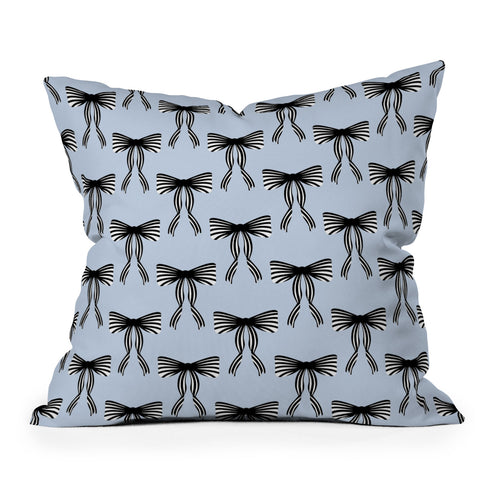 Design by Spark Black Striped Bows Outdoor Throw Pillow