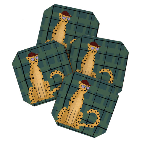 Design by Spark Cheetah Cool Cat Coaster Set