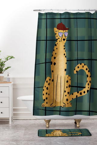 Design by Spark Cheetah Cool Cat Shower Curtain And Mat