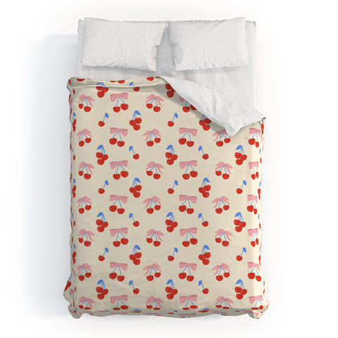 Design by Spark Cherries And Ribbons Duvet Cover