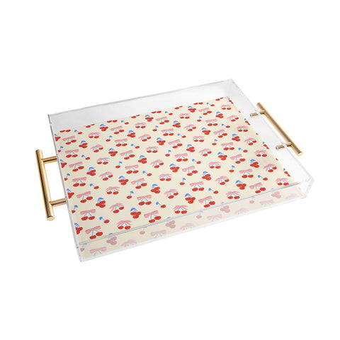 Design by Spark Cherries And Ribbons Acrylic Tray