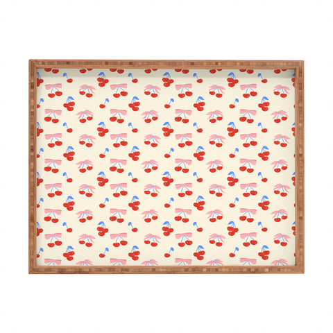 Design by Spark Cherries And Ribbons Rectangular Tray