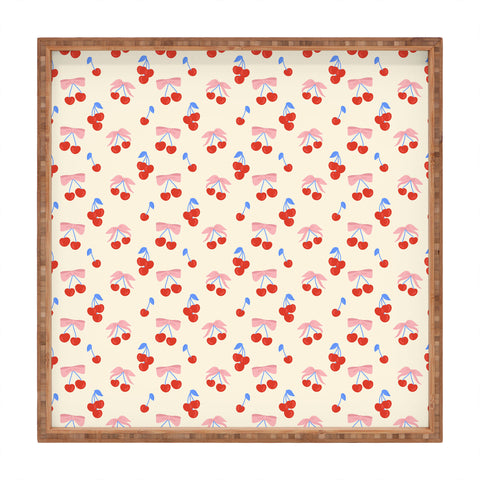 Design by Spark Cherries And Ribbons Square Tray