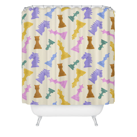 Design by Spark Chess Game Pieces Shower Curtain