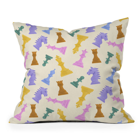 Design by Spark Chess Game Pieces Throw Pillow
