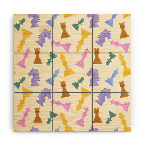 Design by Spark Chess Game Pieces Wood Wall Mural