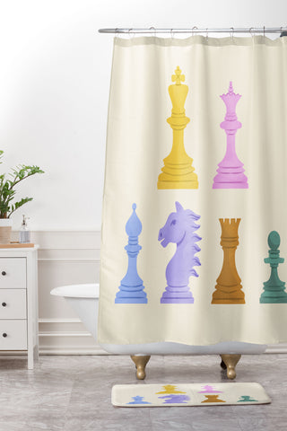 Design by Spark Chess Shower Curtain And Mat
