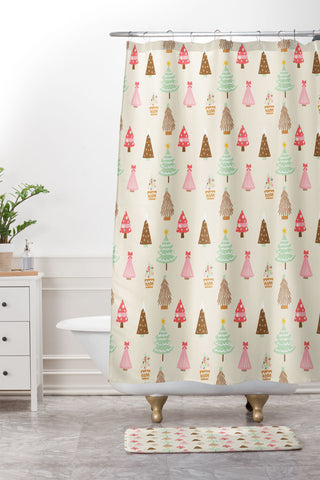 Design by Spark Christmas Tree Delight Shower Curtain And Mat