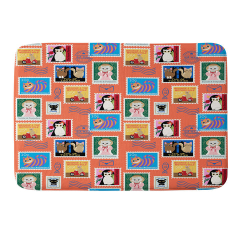 Design by Spark Classic Book Cat Stamps Memory Foam Bath Mat