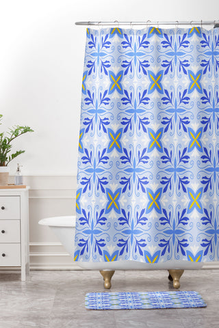Design by Spark Dolce Vita Flourish Tile Shower Curtain And Mat