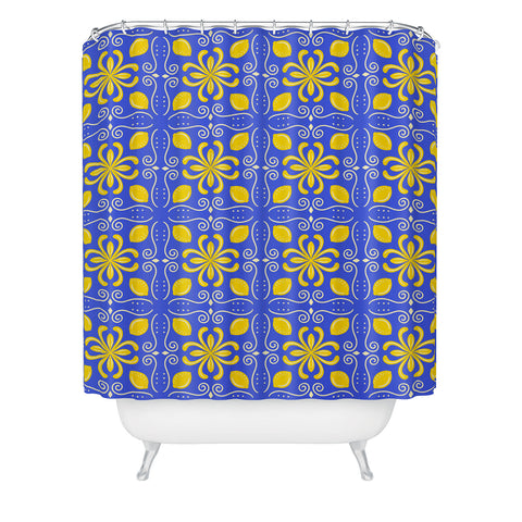 Design by Spark Dolce Vita Lemon Tile Shower Curtain