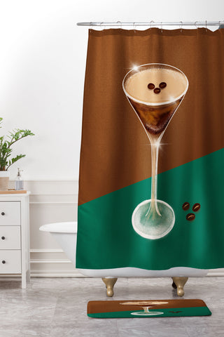 Design by Spark Expresso Martini Coffee Beans Shower Curtain And Mat