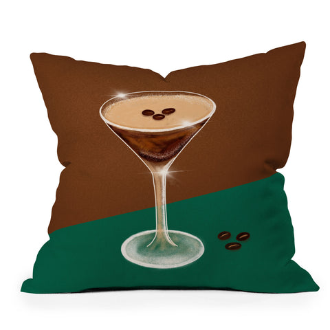 Design by Spark Expresso Martini Coffee Beans Outdoor Throw Pillow