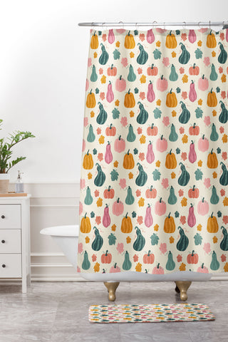 Design by Spark Gourdgeous Autumn Shower Curtain And Mat