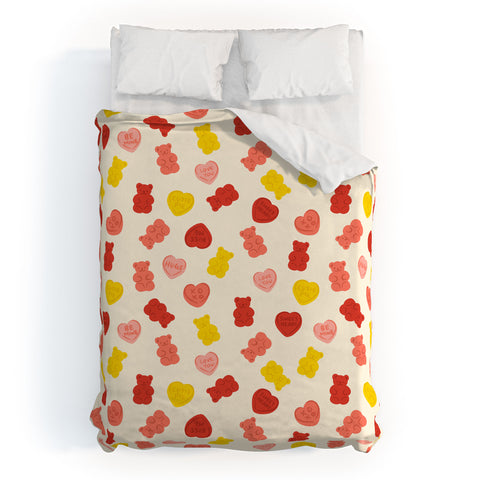 Design by Spark Gummy Bears and Candy Hearts Valentines Duvet Cover