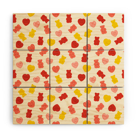 Design by Spark Gummy Bears and Candy Hearts Valentines Wood Wall Mural