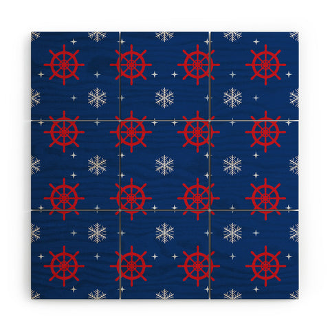 Design by Spark Holiday Helms and Snowflakes Wood Wall Mural