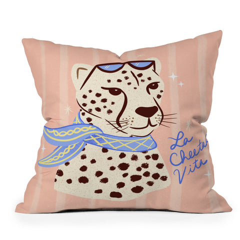 Design by Spark La Cheetah Vita Outdoor Throw Pillow