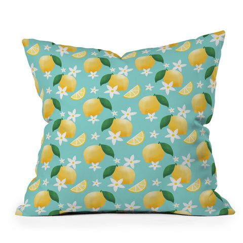 Design by Spark Lemon Florals Throw Pillow