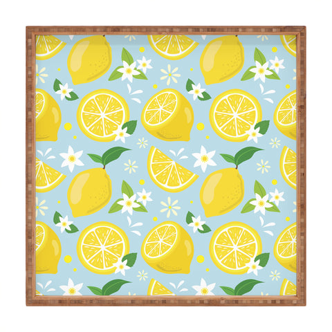 Design by Spark Lemony Fresh Florals Square Tray