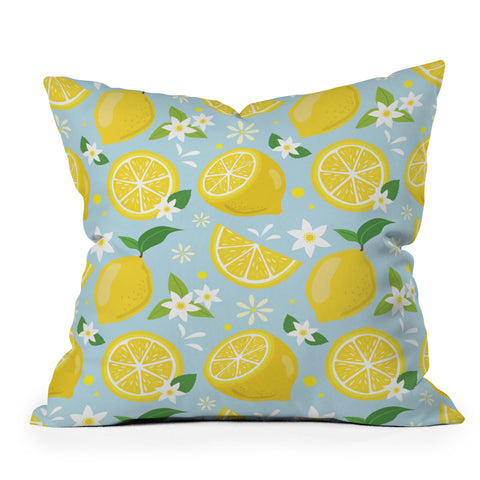 Design by Spark Lemony Fresh Florals Outdoor Throw Pillow