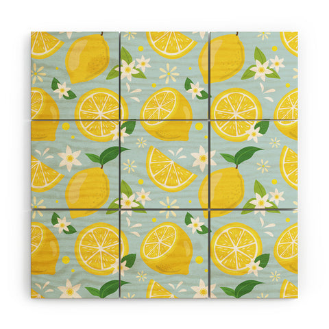 Design by Spark Lemony Fresh Florals Wood Wall Mural