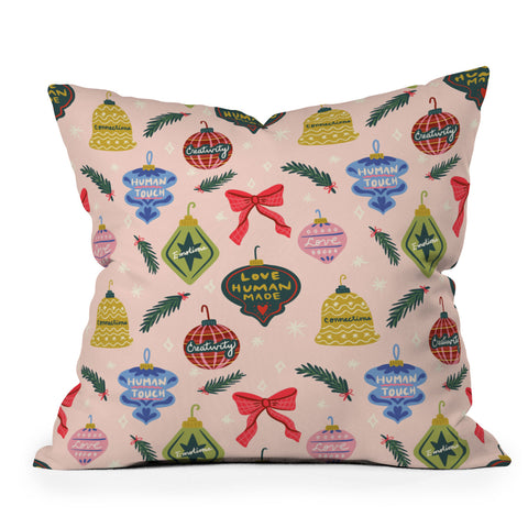 Design by Spark Love Human Made Christmas Ornaments Outdoor Throw Pillow