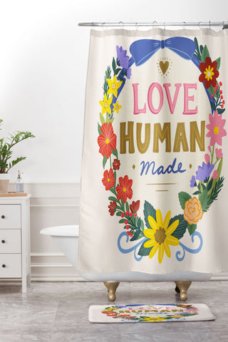 Design by Spark Love Human Made Floral Wreath Shower Curtain And Mat