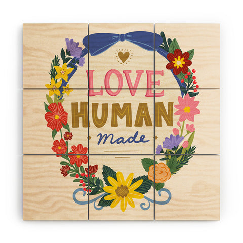 Design by Spark Love Human Made Floral Wreath Wood Wall Mural